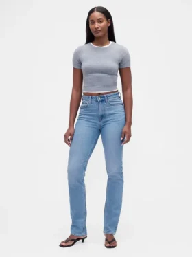 Jeansy Curvy z wysokim stanem, o kroju slim straight w stylu lat 90.