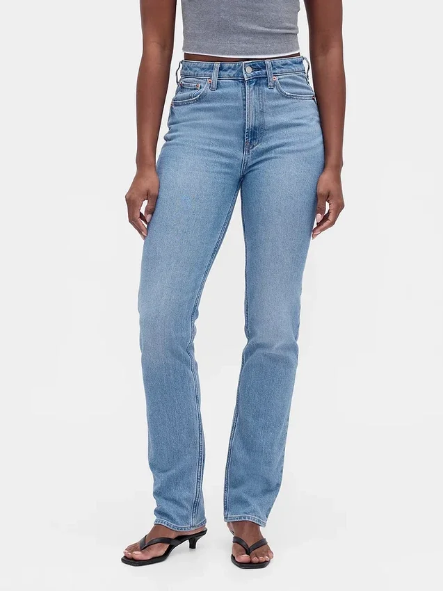 Jeansy Curvy z wysokim stanem, o kroju slim straight w stylu lat 90.