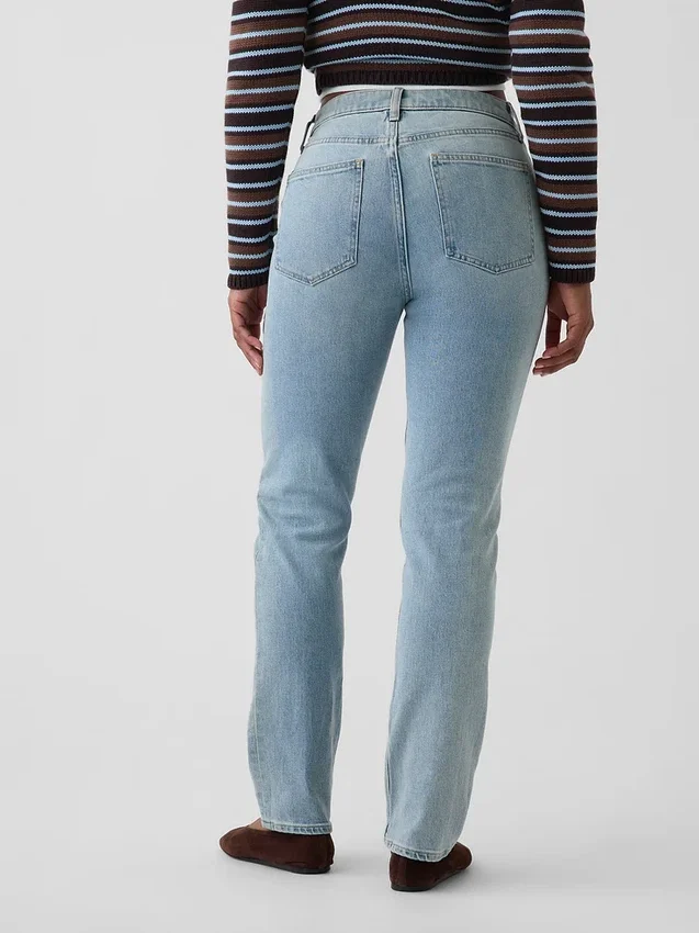 Jeansy Curvy z wysokim stanem, o kroju slim straight w stylu lat 90.
