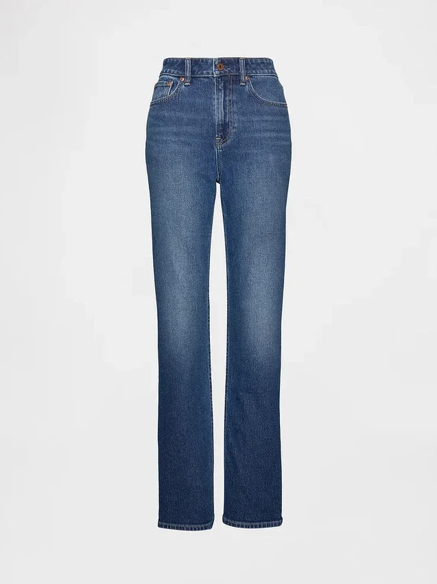 Jeansy Curvy z wysokim stanem, o kroju slim straight w stylu lat 90.