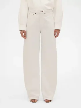 Jeansy GAP × Victoria Beckham z wysokim stanem i zaokrąglonymi nogawkami