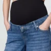 Jeansy odzieży ciążowej typu baggy z ultramiękkim, pełnym wstawką