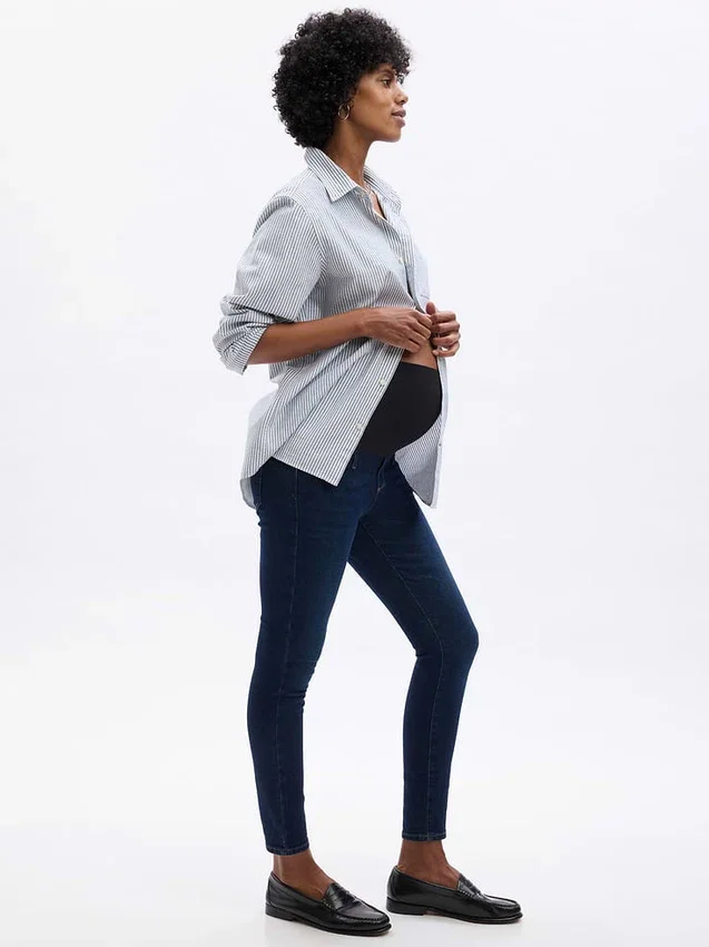 Jeansy odzieży ciążowej typu „true skinny” z pełnym panelem