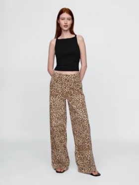 Jeansy z wysokim stanem, ultramiękkie, w stylu leopardowym