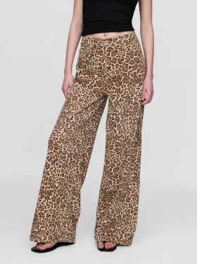 Jeansy z wysokim stanem, ultramiękkie, w stylu leopardowym