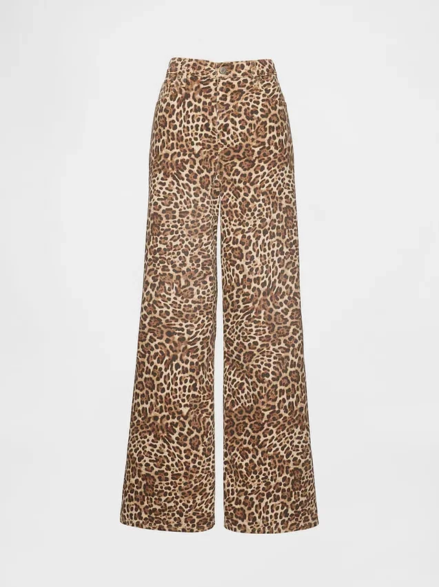 Jeansy z wysokim stanem, ultramiękkie, w stylu leopardowym