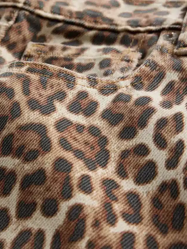 Jeansy z wysokim stanem, ultramiękkie, w stylu leopardowym