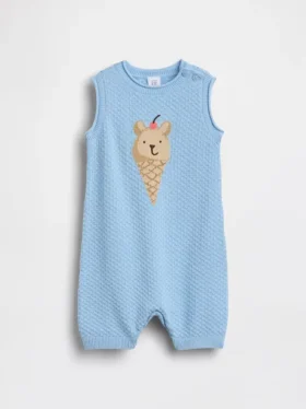 Jednoczęściowy kombinezon dla niemowląt „Baby Ice Cream Bear” wykonany na szydełku