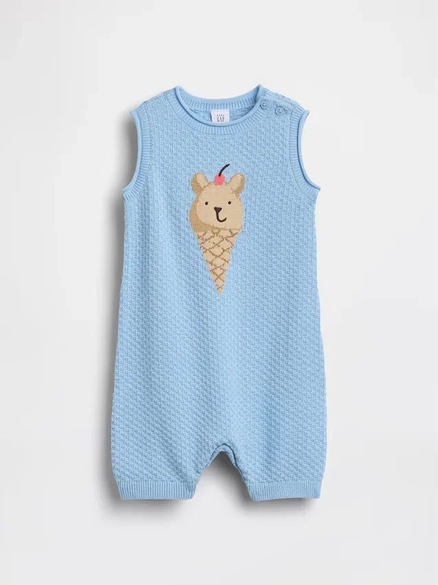 Jednoczęściowy kombinezon dla niemowląt „Baby Ice Cream Bear” wykonany na szydełku