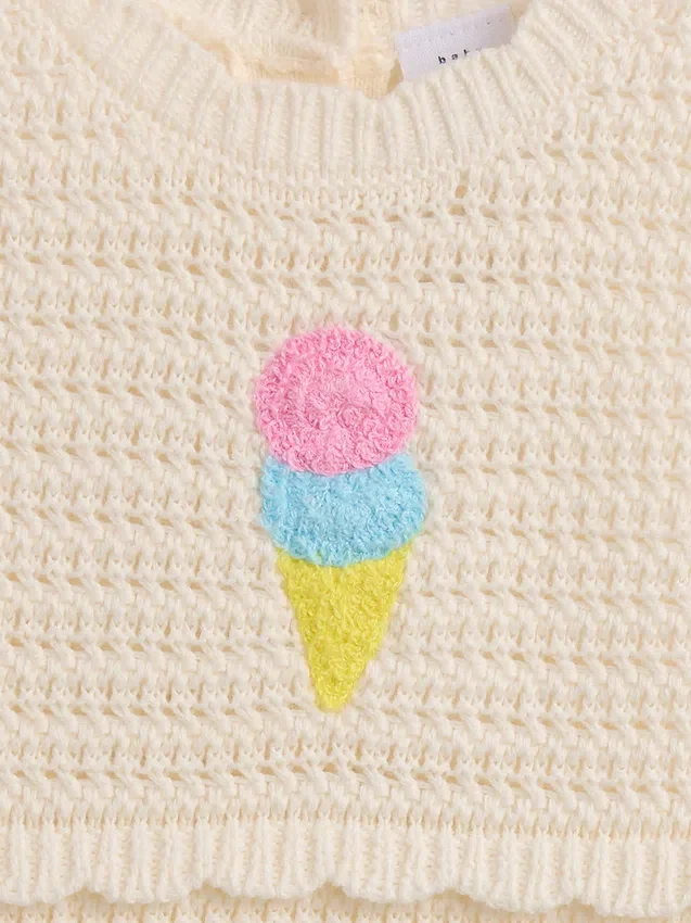 Jednoczęściowy kombinezon dla niemowląt „Baby Ice Cream” wykonany na szydełku