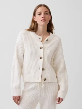 Kardigan oversize z dzianiny typu „shaker stitch” z serii CashSoft