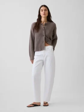Kardigan oversize z dzianiny typu „shaker stitch” z serii CashSoft