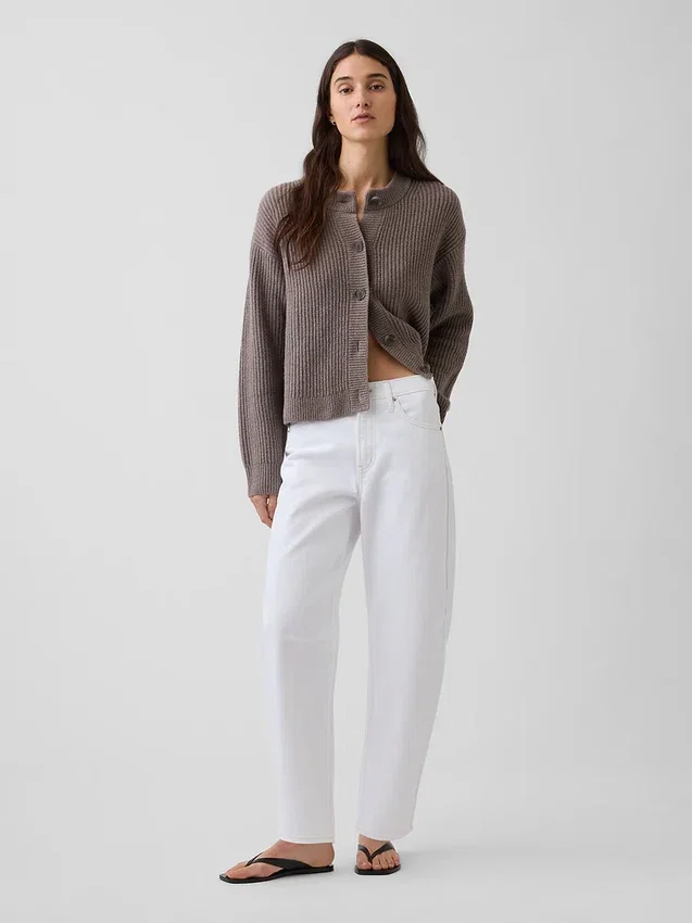 Kardigan oversize z dzianiny typu „shaker stitch” z serii CashSoft