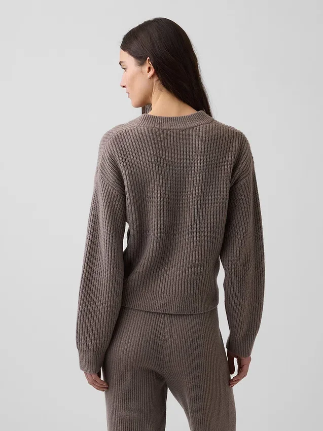 Kardigan oversize z dzianiny typu „shaker stitch” z serii CashSoft