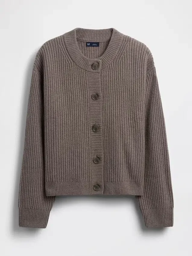 Kardigan oversize z dzianiny typu „shaker stitch” z serii CashSoft