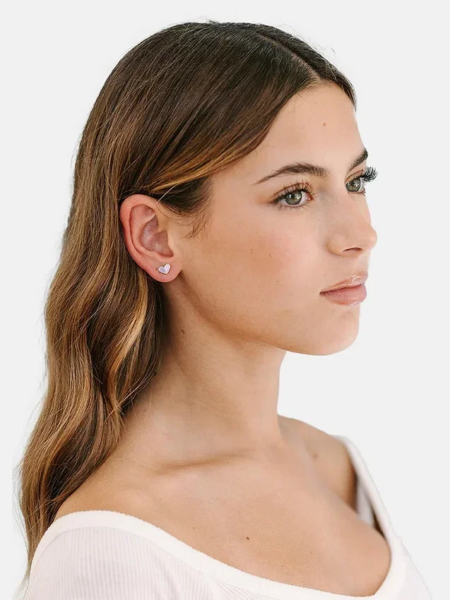 Kolczyki Pierced Co Heart Duo z zakrętką