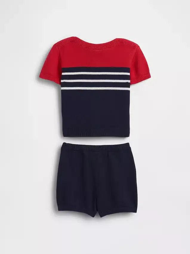 Komplet dla niemowląt z swetrem w stylu color block