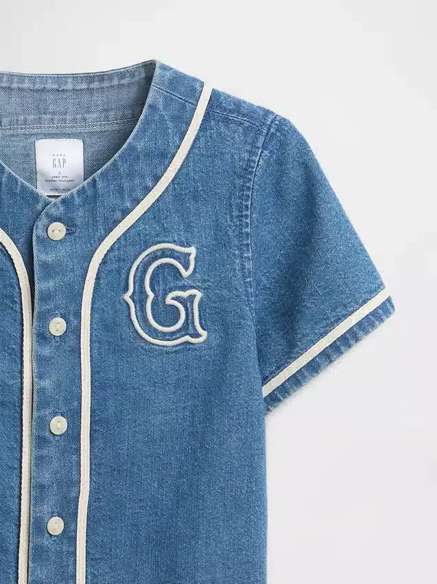 Koszula baseballowa z logo Varsity z dżinsu dla Niemowląt i Maluchów