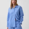 Koszula oversize w kratę z tkaniny seersucker