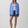 Koszula oversize w kratę z tkaniny seersucker