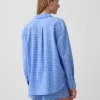 Koszula oversize w kratę z tkaniny seersucker