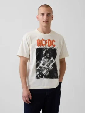 Koszula z nadrukiem Ac/Dc o luźnym kroju