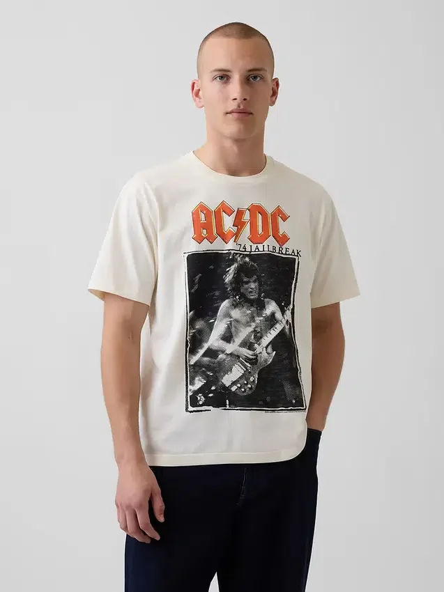Koszula z nadrukiem Ac/Dc o luźnym kroju