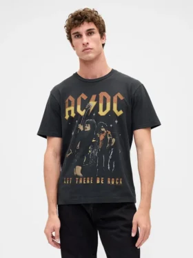 Koszula z nadrukiem Ac/Dc o luźnym kroju