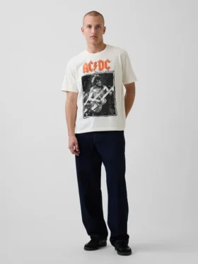 Koszula z nadrukiem Ac/Dc o luźnym kroju