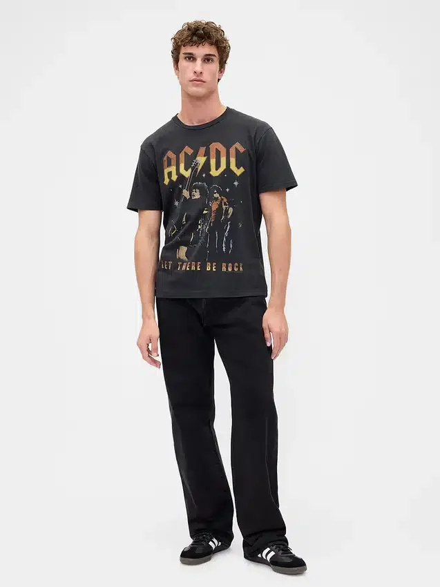 Koszula z nadrukiem Ac/Dc o luźnym kroju