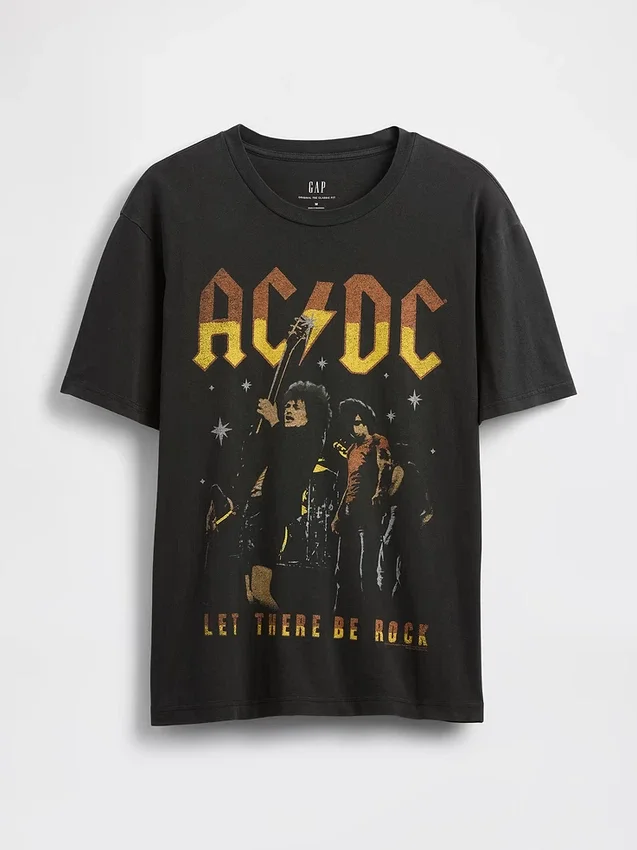 Koszula z nadrukiem Ac/Dc o luźnym kroju