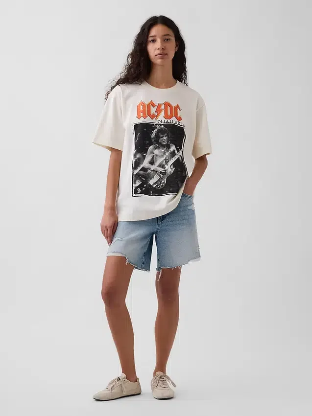 Koszula z nadrukiem Ac/Dc o luźnym kroju