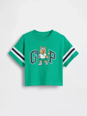 Koszula z nadrukiem i logo Brannan Bear w stylu varsity w oversize’owym kroju dla Niemowląt i Maluchów