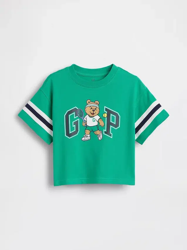 Koszula z nadrukiem i logo Brannan Bear w stylu varsity w oversize’owym kroju dla Niemowląt i Maluchów