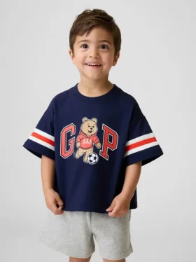 Koszula z nadrukiem i logo Brannan Bear w stylu varsity w oversize’owym kroju dla Niemowląt i Maluchów