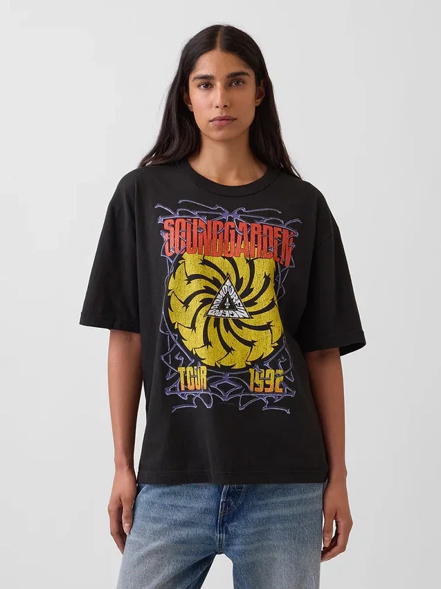 Koszula z nadrukiem Soundgarden, gruba, o skróconym kroju