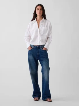 Koszulka oversize z popeliny z bawełny organicznej