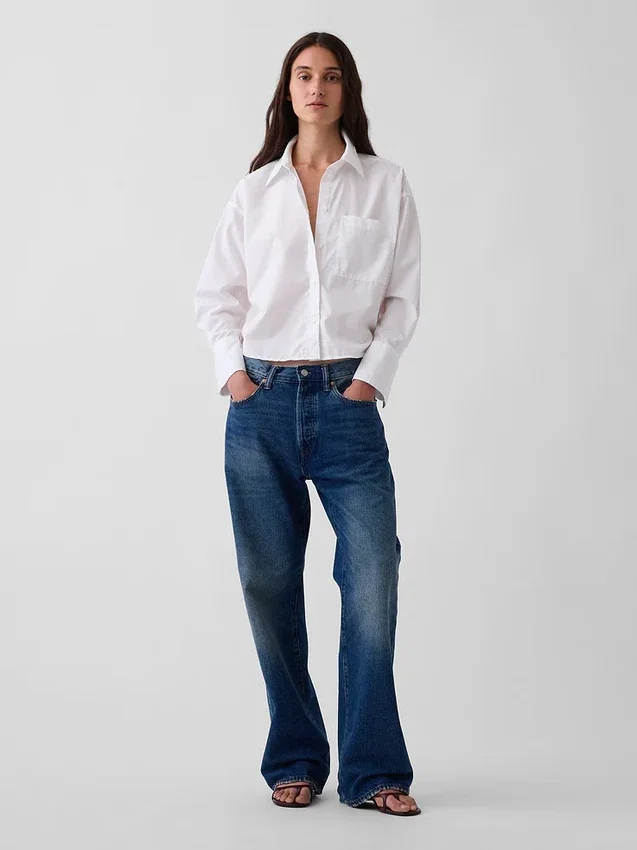 Koszulka oversize z popeliny z bawełny organicznej
