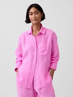 Koszulka oversize ze 100% lnu