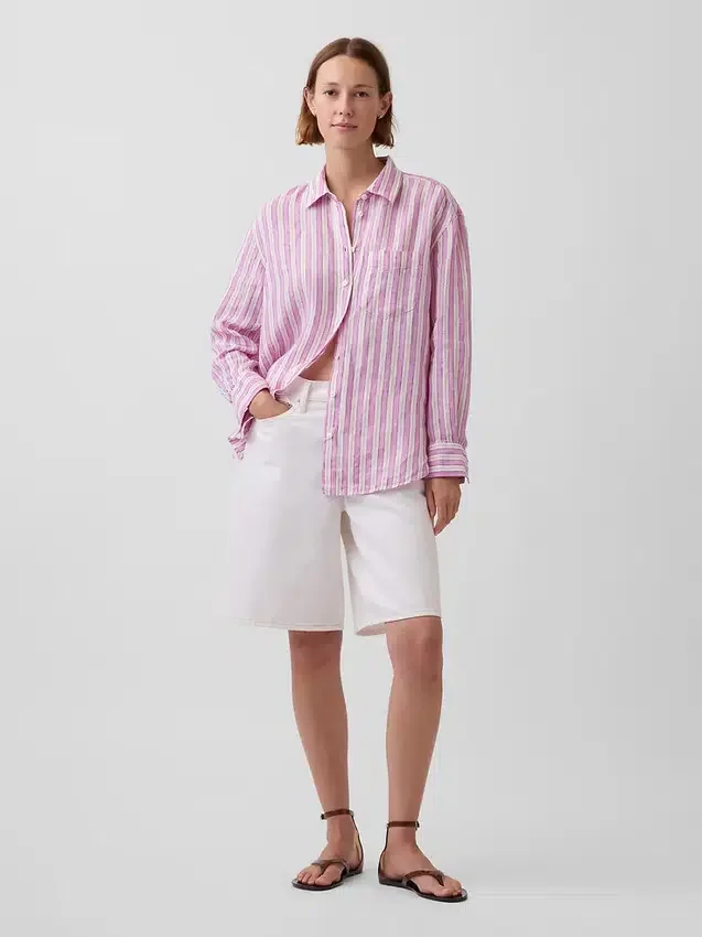 Koszulka oversize ze 100% lnu
