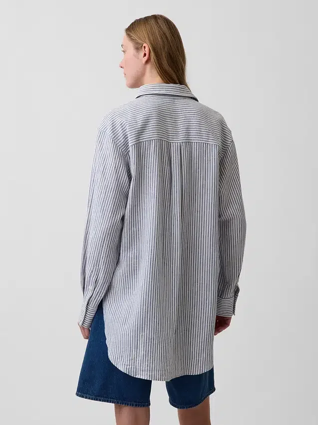 Koszulka tunika oversize z mieszanki lnu