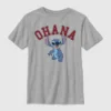 Koszulka w stylu college’u z motywem Lilo i Stitch – Ohana