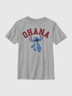 Koszulka w stylu college’u z motywem Lilo i Stitch – Ohana