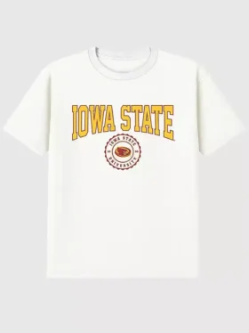 Koszulka z ciemnym nadrukiem przedstawiającym herb Iowa State University