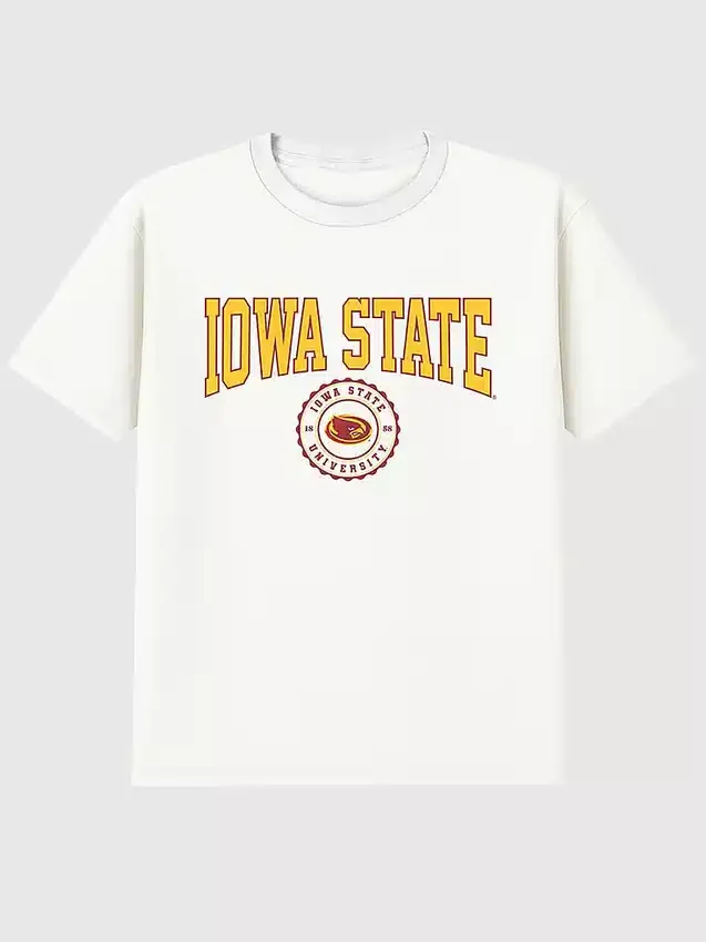 Koszulka z ciemnym nadrukiem przedstawiającym herb Iowa State University