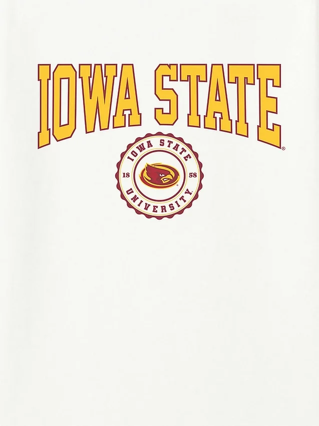 Koszulka z ciemnym nadrukiem przedstawiającym herb Iowa State University