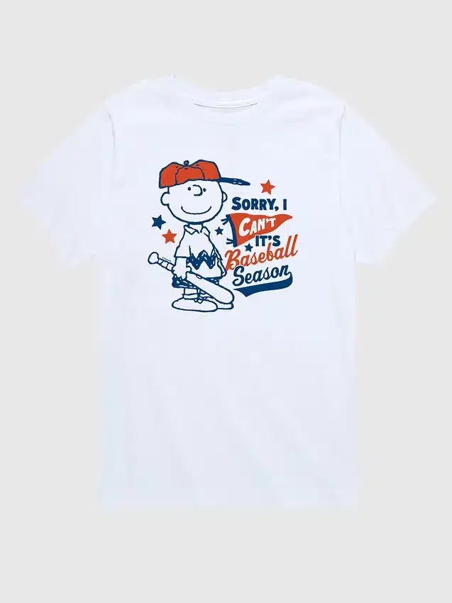 Koszulka z krótkim rękawem dla maluchów z motywem „Peanuts” – Charlie Brown „Sorry I Can’t” (Przepraszam, nie mogę) – sezon baseballowy