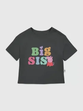 Koszulka z nadrukiem „Big Sis” z motywem Peppa Pig dla małych dzieci
