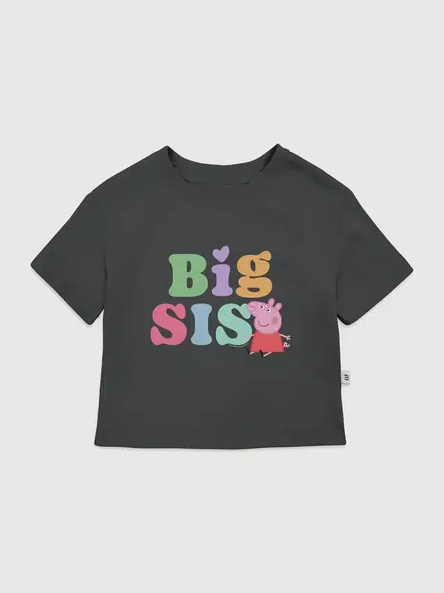 Koszulka z nadrukiem „Big Sis” z motywem Peppa Pig dla małych dzieci