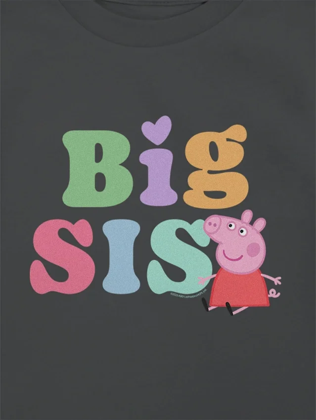 Koszulka z nadrukiem „Big Sis” z motywem Peppa Pig dla małych dzieci